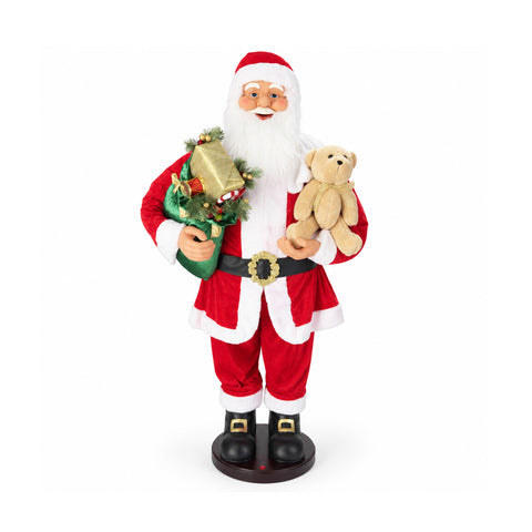 Papá Noel bailarín de 150 cm con música, canto y movimiento - Decoración navideña para interiores con botón, base de 38 cm, roja