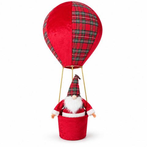 Globo aerostático navideño con Papá Noel o gnomo, LED 92 cm