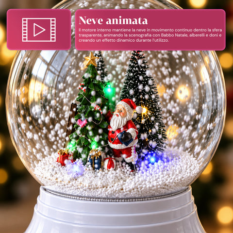 Farola navideña con nieve artificial, música y luces LED - 3 variantes: esfera blanca o roja de 150 cm y buzón de 160 cm