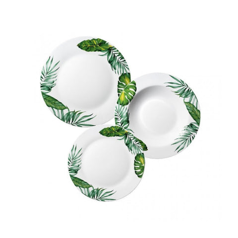 Vajilla Bali de 18 piezas con decoración de mandala geométrico y floral de porcelana