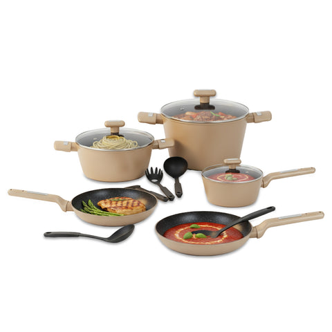 Batería de cocina completa de 13 piezas en varios colores con cucharones incluidos