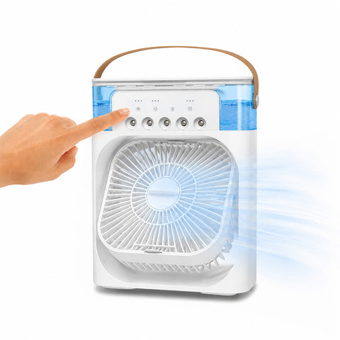 Ventilador portátil recargable USB con nebulizador, depósito de 600ml y batería de litio