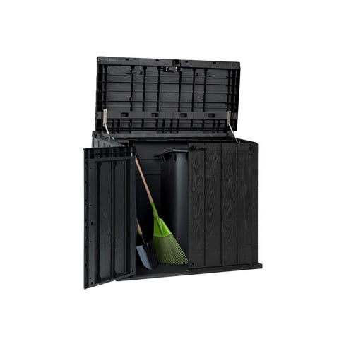 Cobertizo para herramientas de exterior de plástico reciclado resistente a los rayos UV