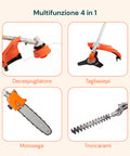 Decespugliatore a Scoppio 4 in 1 con Tagliasiepi, Motosega e Troncarami 52cc