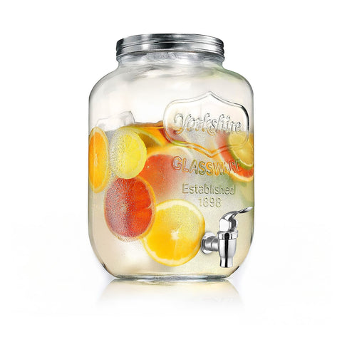 Dispensador de vidrio de 4 L con grifo para agua, zumos, té y bebidas frías
