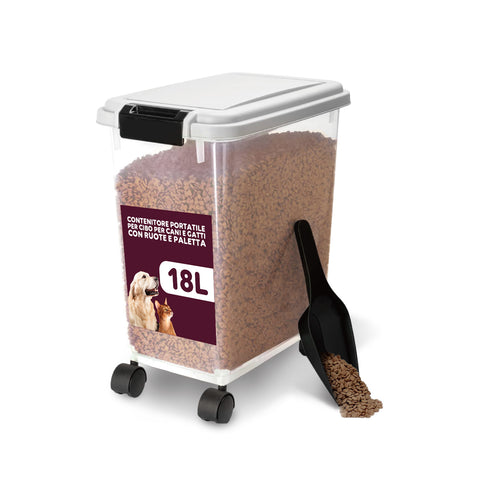 Dispensador de comida para perros y gatos – 18L con cierre hermético