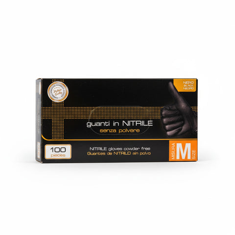 Guantes de nitrilo negros sin polvo – Set de 100/1000 uds. talla M/L