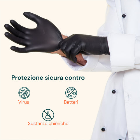 Guantes de nitrilo negros sin polvo – Set de 100/1000 uds. talla M/L