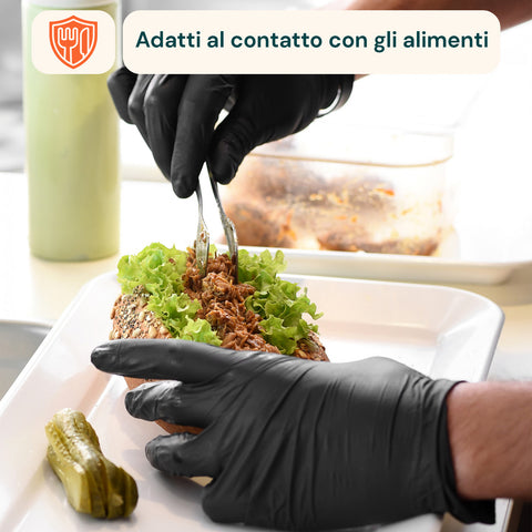 Guantes de nitrilo negros sin polvo – Set de 100/1000 uds. talla M/L