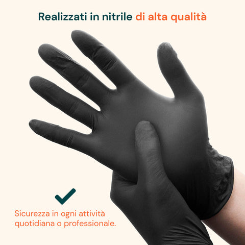 Guantes de nitrilo negros sin polvo – Set de 100/1000 uds. talla M/L