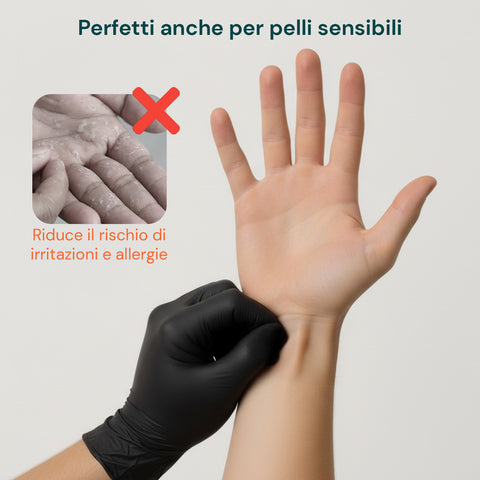 Guantes de nitrilo negros sin polvo – Set de 100/1000 uds. talla M/L