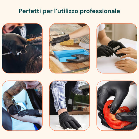 Guantes de nitrilo negros sin polvo – Set de 100/1000 uds. talla M/L