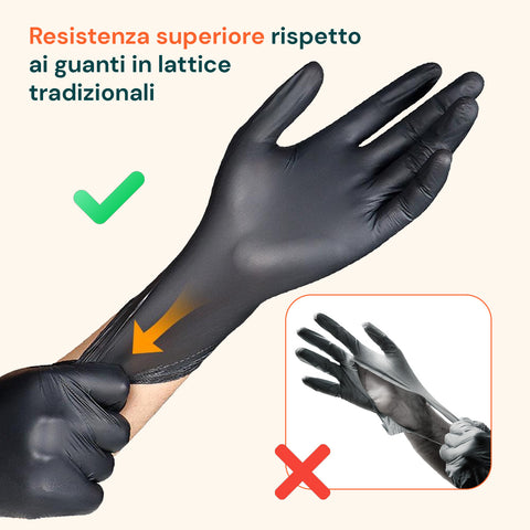 Guantes de nitrilo negros sin polvo – Set de 100/1000 uds. talla M/L