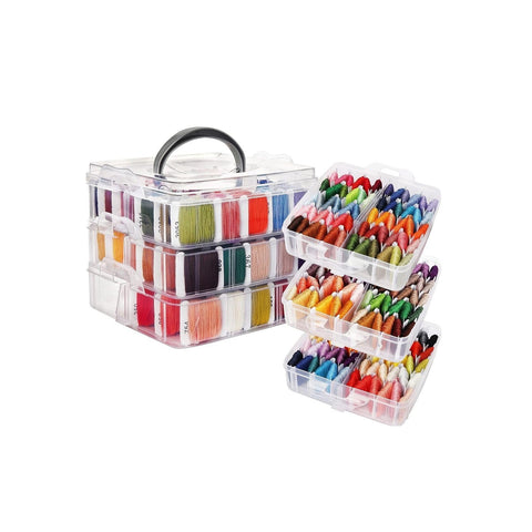 Set completo de bordado con 3 niveles, 150 hilos, agujas y organizador de plástico