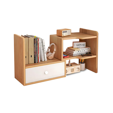 Estantería de madera para escritorio con 2 estantes y diseño multifuncional