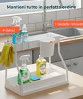 Organizer Estraibile Salvaspazio con Cestello e Ganci per Bagno o Cucina