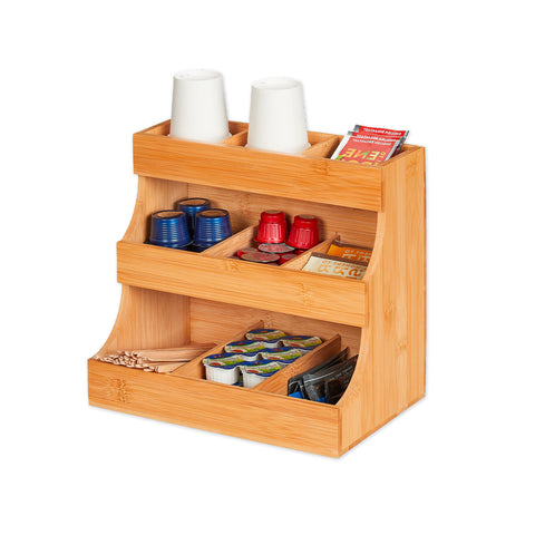 Organizador multiuso de madera de bambú - 9 compartimentos con diseño estable
