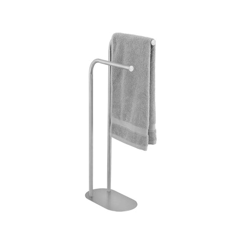 Toallero de pie de 2 brazos de acero con base ovalada 17x30x82cm