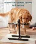 Alzaciotole per Cani e Gatti – Altezza Regolabile e 2 Ciotole in Acciaio da 1L