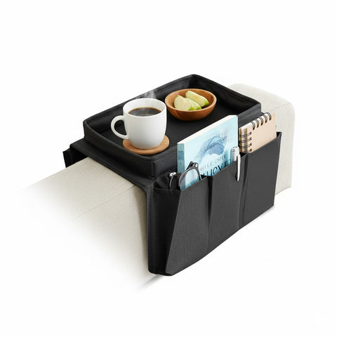 Organizador para sofá con compartimento rígido – Soporte para mandos a distancia y accesorios