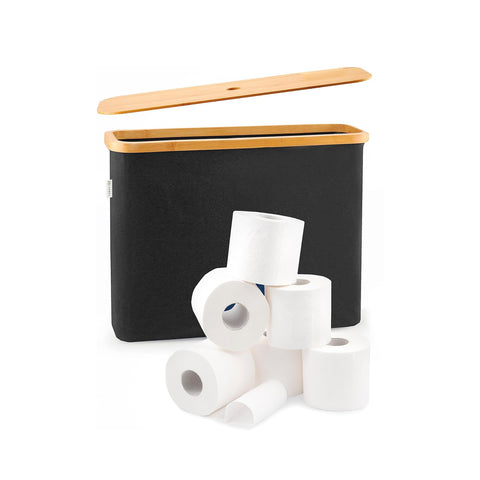 Contenedor para rollos con tapa de bambú - Diseño elegante y práctico