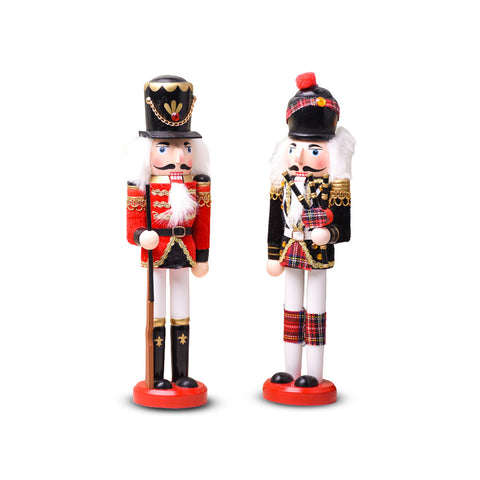 Set de 2 cascanueces de madera - estilo inglés y escocés pintados a mano