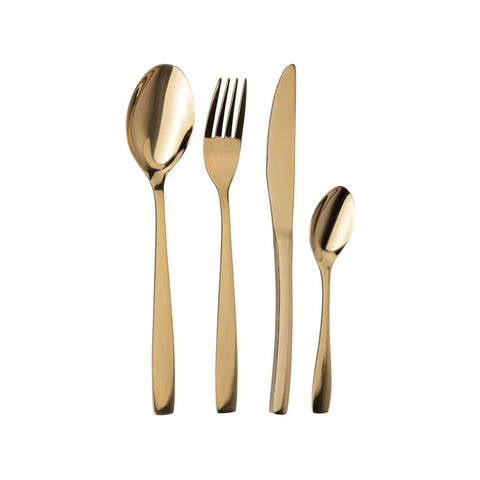 Cubiertos Sibilla – Set de 16 de acero inoxidable dorado brillante elegante