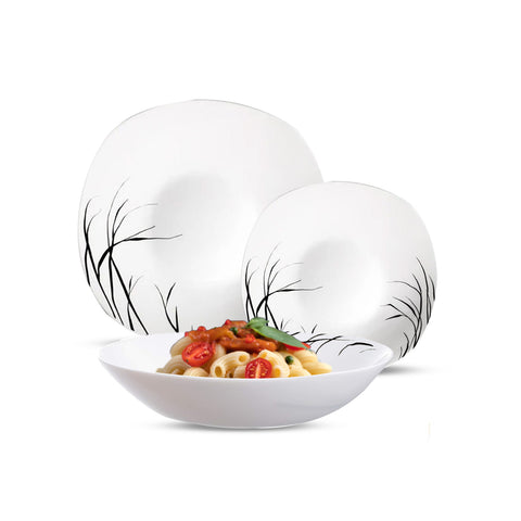 Vajilla de 18 platos cuadrados de porcelana con elegante decoración Gracilis