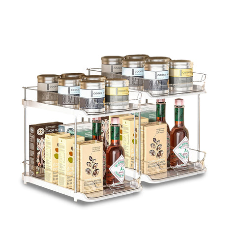 Set de 2 organizadores multiusos con 2 estantes apilables para cocina, baño y salón