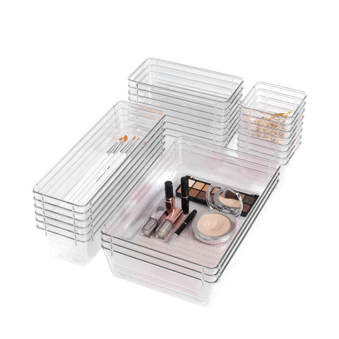 Set de organizadores multiuso para cajones, 25 piezas – Transparentes y fáciles de limpiar