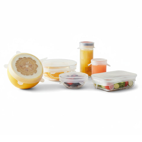 Tapas de silicona extensibles - set de 6 tamaños de 6 a 19,6 cm, reutilizables y sin BPA
