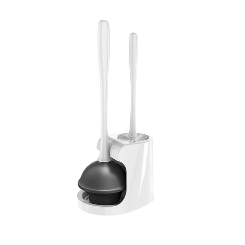 Set de WC 3 en 1 con escobilla, desatascador y base higiénica de ahorro de espacio