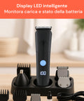 Tagliacapelli e Regolabarba Cordless con Display LED e Accessori 12 in 1