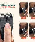 Tagliacapelli e Regolabarba Cordless con Display LED e Accessori 12 in 1