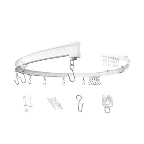 Riel flexible para cortina de techo de 5m con soportes, ganchos y rodillos