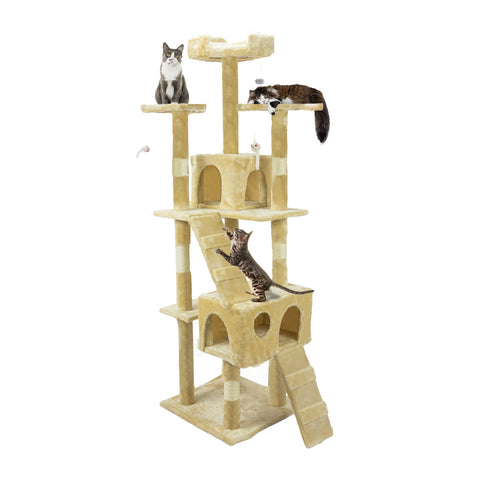 Rascador para gatos de 170 cm con caseta, plataformas y accesorios de montaje