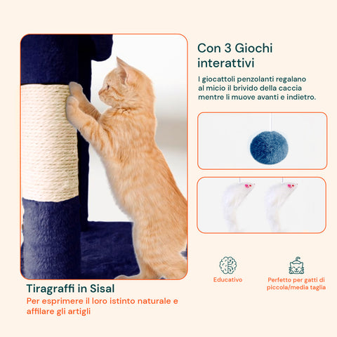 Rascador para gatos de 170 cm con caseta, plataformas y accesorios de montaje