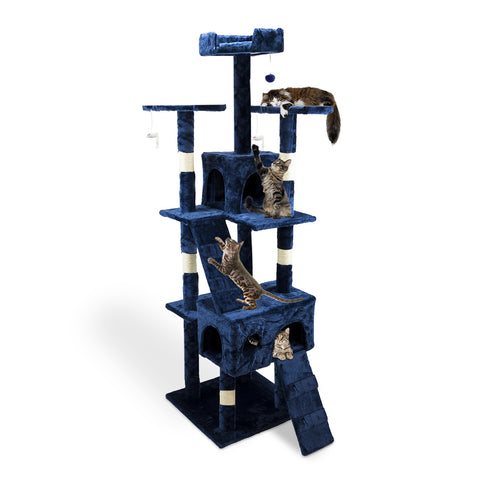 Rascador para gatos de 170 cm con caseta, plataformas y accesorios de montaje