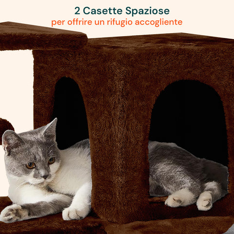 Rascador para gatos de 170 cm con caseta, plataformas y accesorios de montaje