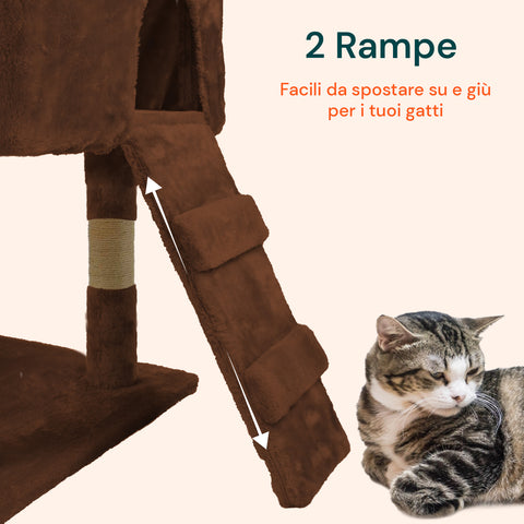 Rascador para gatos de 170 cm con caseta, plataformas y accesorios de montaje
