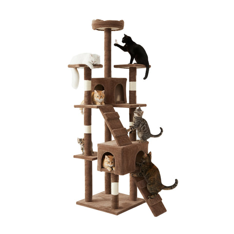 Rascador para gatos de 170 cm con caseta, plataformas y accesorios de montaje