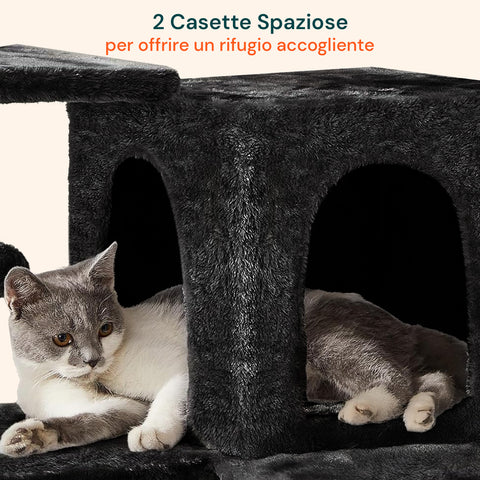 Rascador para gatos de 170 cm con caseta, plataformas y accesorios de montaje