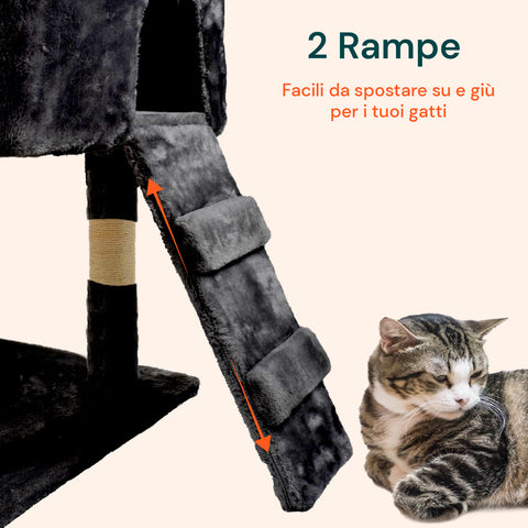 Rascador para gatos de 170 cm con caseta, plataformas y accesorios de montaje