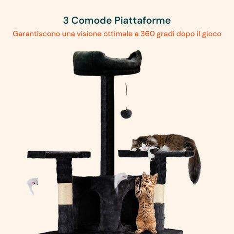 Rascador para gatos de 170 cm con caseta, plataformas y accesorios de montaje