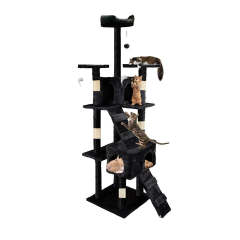 Rascador para gatos de 170 cm con caseta, plataformas y accesorios de montaje