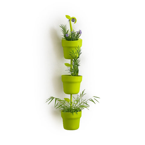 Trío de maceteros de pared verdes