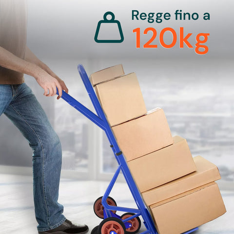 Carrello Trasporto Per Scale Con Portata Massima Di 120 Kg Blu