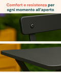Set Koby Salotto Con Tavolo E 2 Sedie Pieghevoli In Metallo Antracite