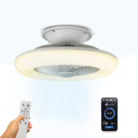 Ventilador de techo LED regulable inteligente Wi-Fi con mando a distancia y aplicación Tuya