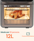 Air Fryer 12 Litri 1350W con Finestra, 2 Ripiani e Accessori - Facile da Pulire